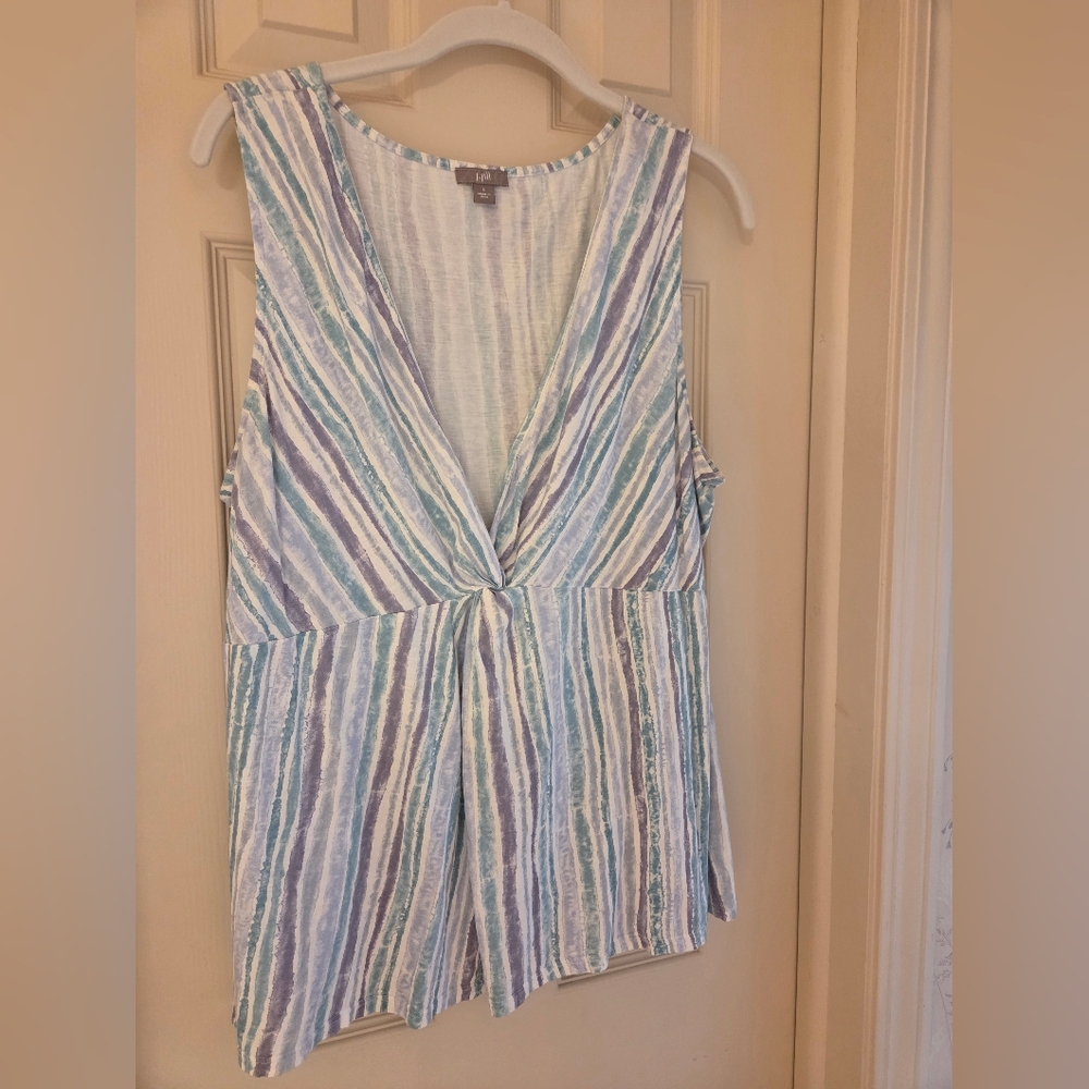 J. Jill Blue, Lavendar and White Striped Sleeveless Top